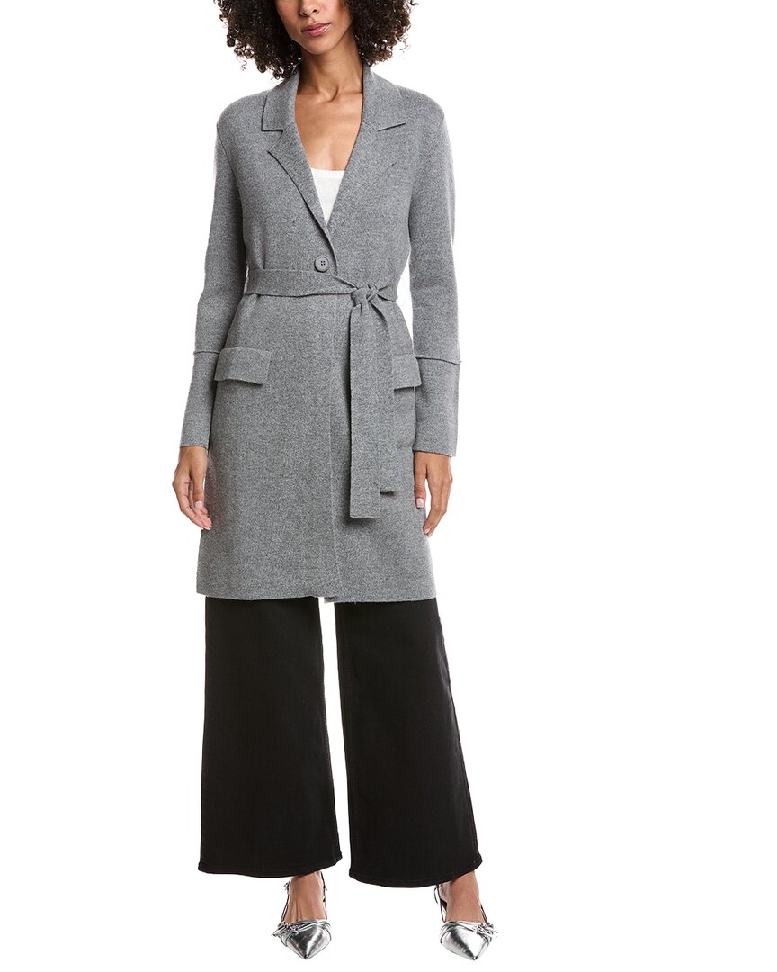 Forte Cashmere Wool & Cashmere-blend Double Knit Cardigan In Gray