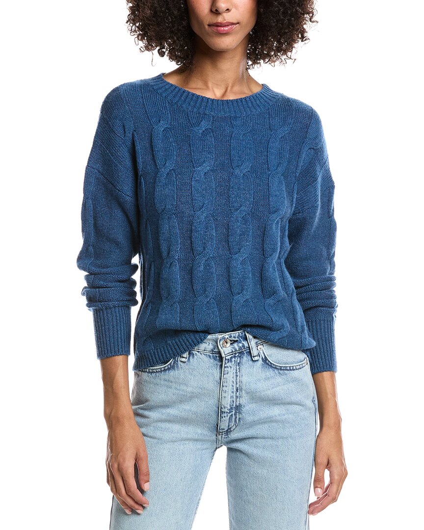 Forte Cashmere Luxe Wool & Cashmere-blend Cable Sweater In Blue