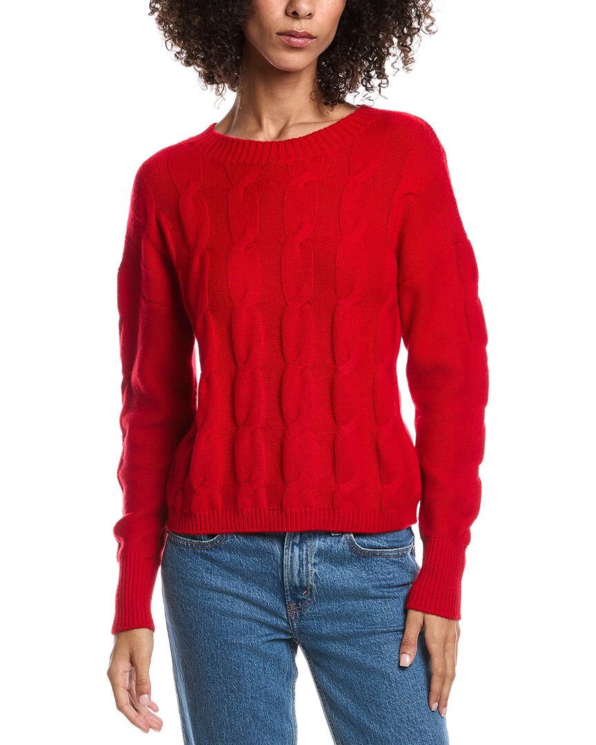 Forte Cashmere Crop Cable Wool & Cashmere-blend Sweater In Red