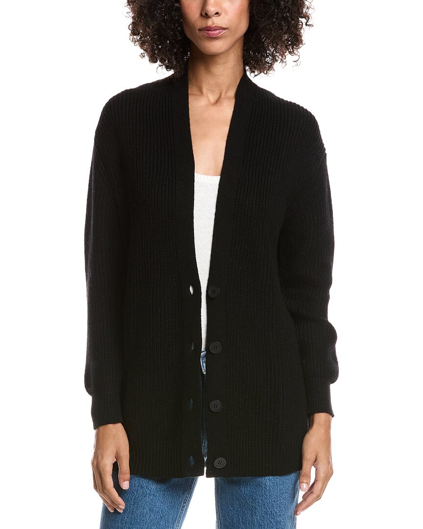 Forte Cashmere Boyfriend Wool & Cashmere-blend Cardigan In Black
