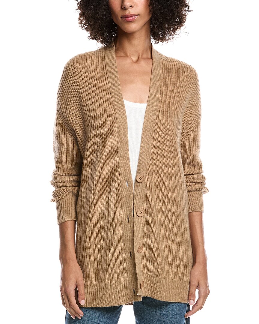 Forte Cashmere Boyfriend Wool & Cashmere-blend Cardigan In Brown