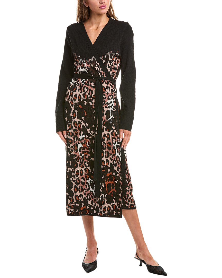 Diane Von Furstenberg Savannah Leopard-intarsia Midi Wrap Dress In Multi