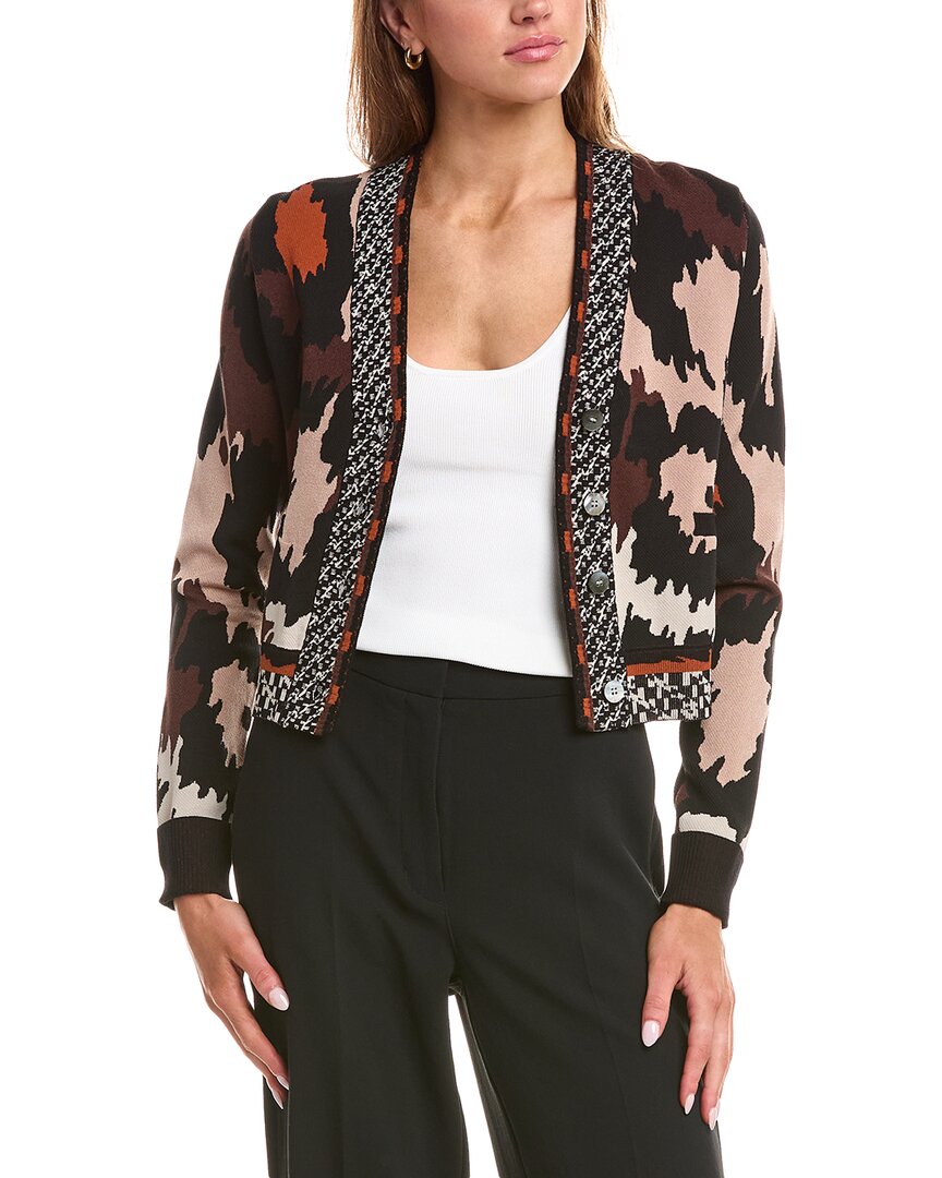 Diane Von Furstenberg Midge Button-down Jacquard Knit Cardigan In Brown