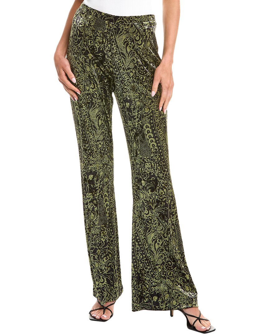 Diane Von Furstenberg Ruthette Printed Velvet Flared Pants In Green