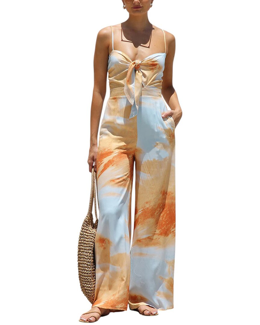 Oloey Jumpsuit In Blue & Orange