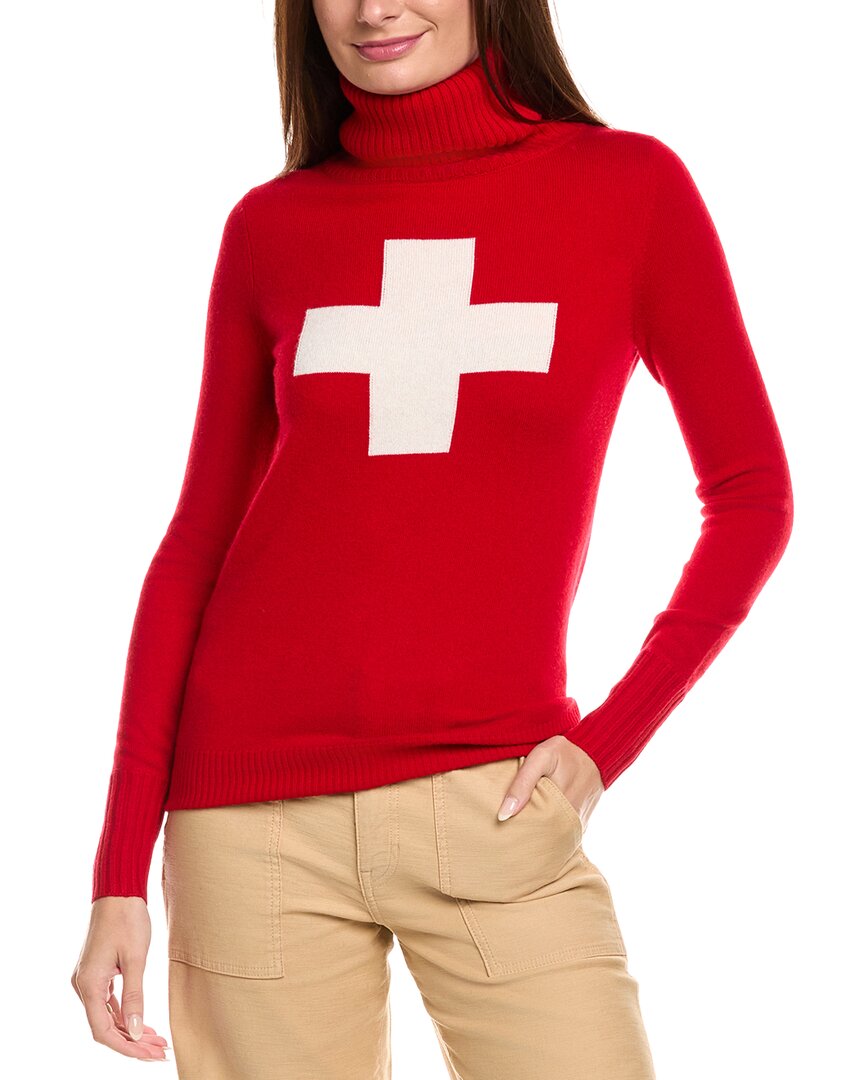 Kier + J Swiss Ski Cashmere Turtleneck Sweater In Red
