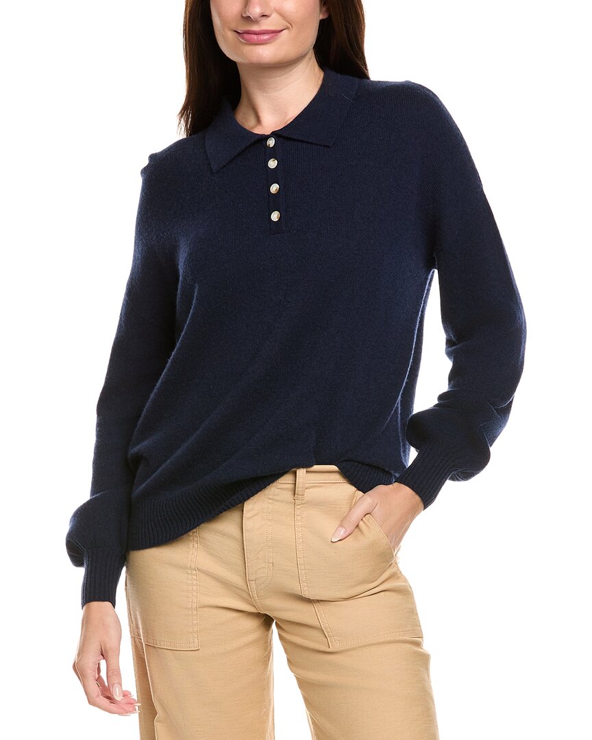 Kier + J Wool & Cashmere-blend Oversized Polo Sweater In Blue
