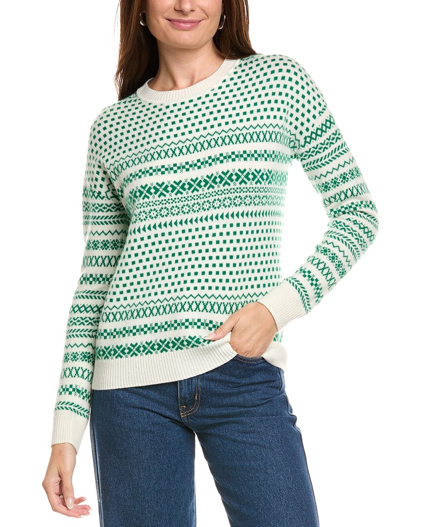 Kier + J Oversized Jacquard Wool & Cashmere Sweater In Green