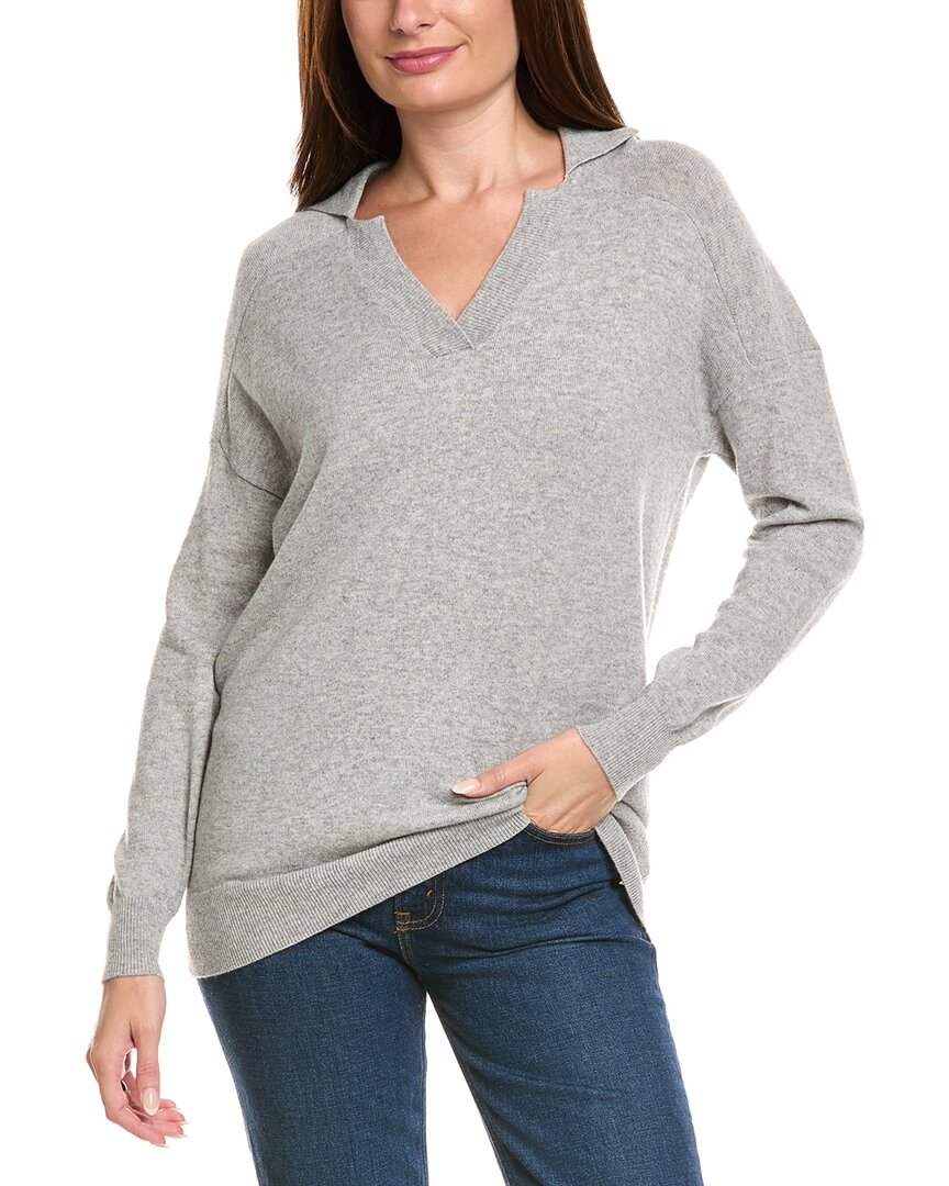 Kier + J Wool & Cashmere-blend Oversized Polo Sweater In Gray