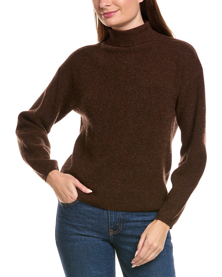 Kier + J Ribbed Turtleneck Wool & Cashmere-blend Sweater In Brown