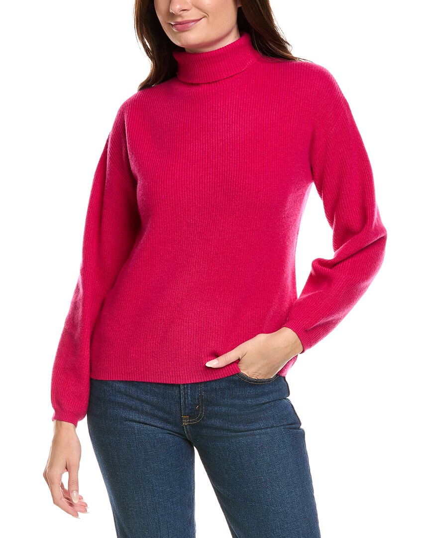 Kier + J Ribbed Turtleneck Wool & Cashmere-blend Sweater In Pink