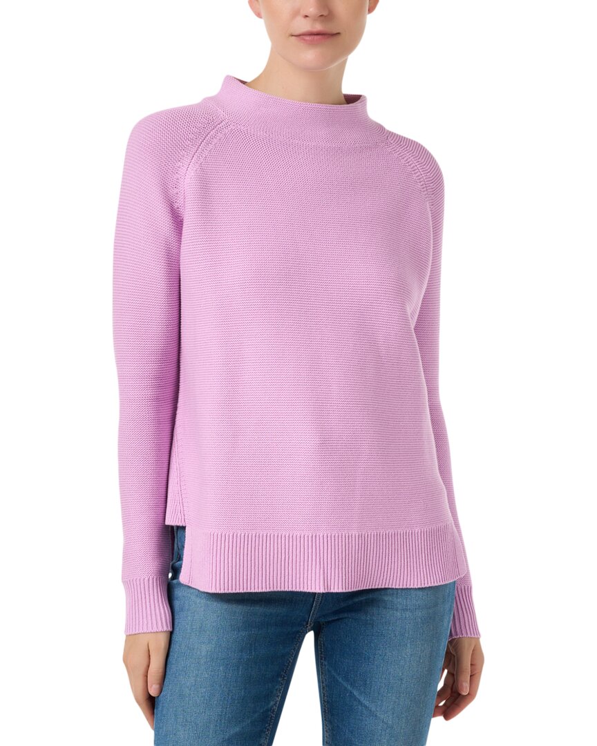 Kinross Garter Stitch Funnel Sweater In Freesia In Purple