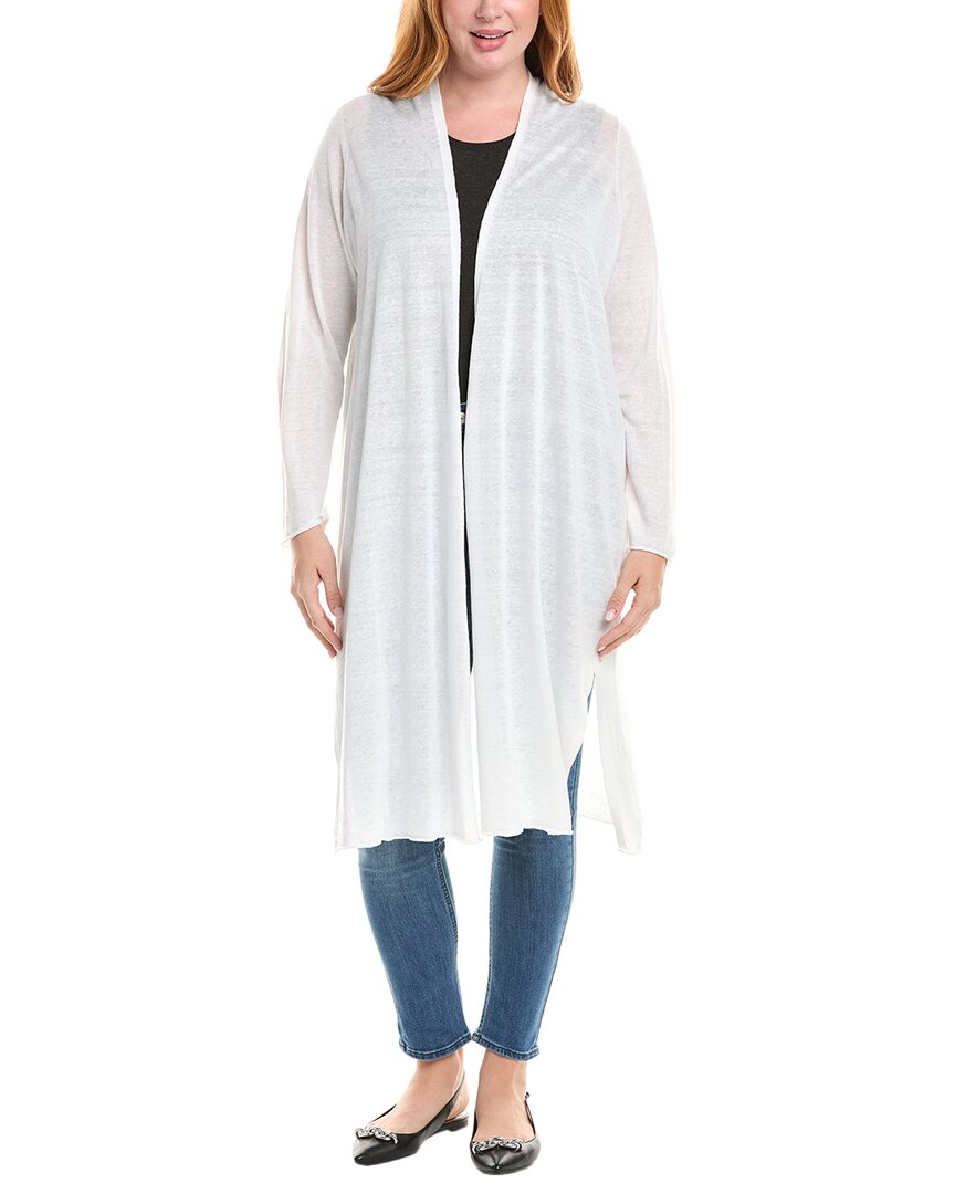 Eileen Fisher Plus Linen-blend Long Cardigan In White