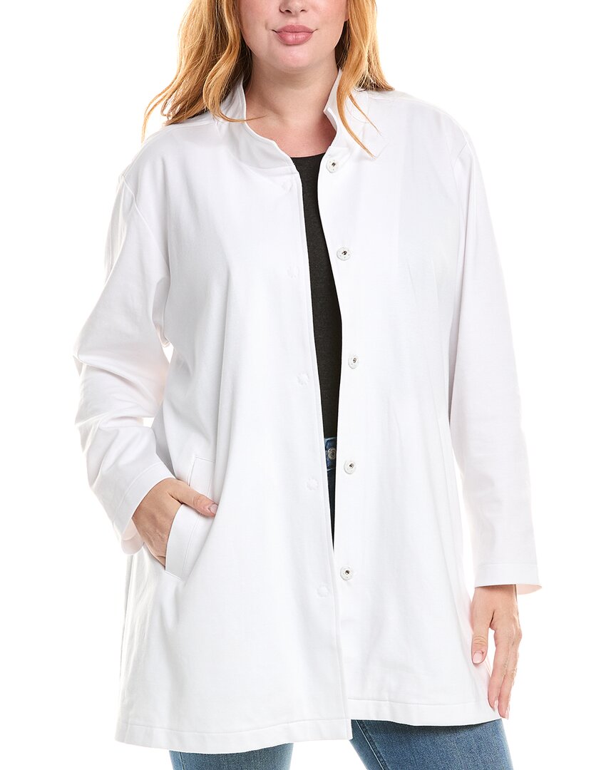Eileen Fisher Plus Stand Collar Jacket In White