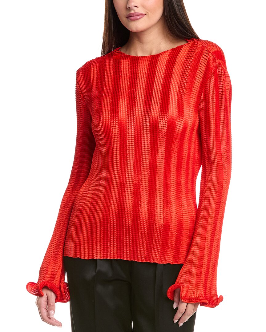 Simkhai Carys Crinkled Satin Top In Red
