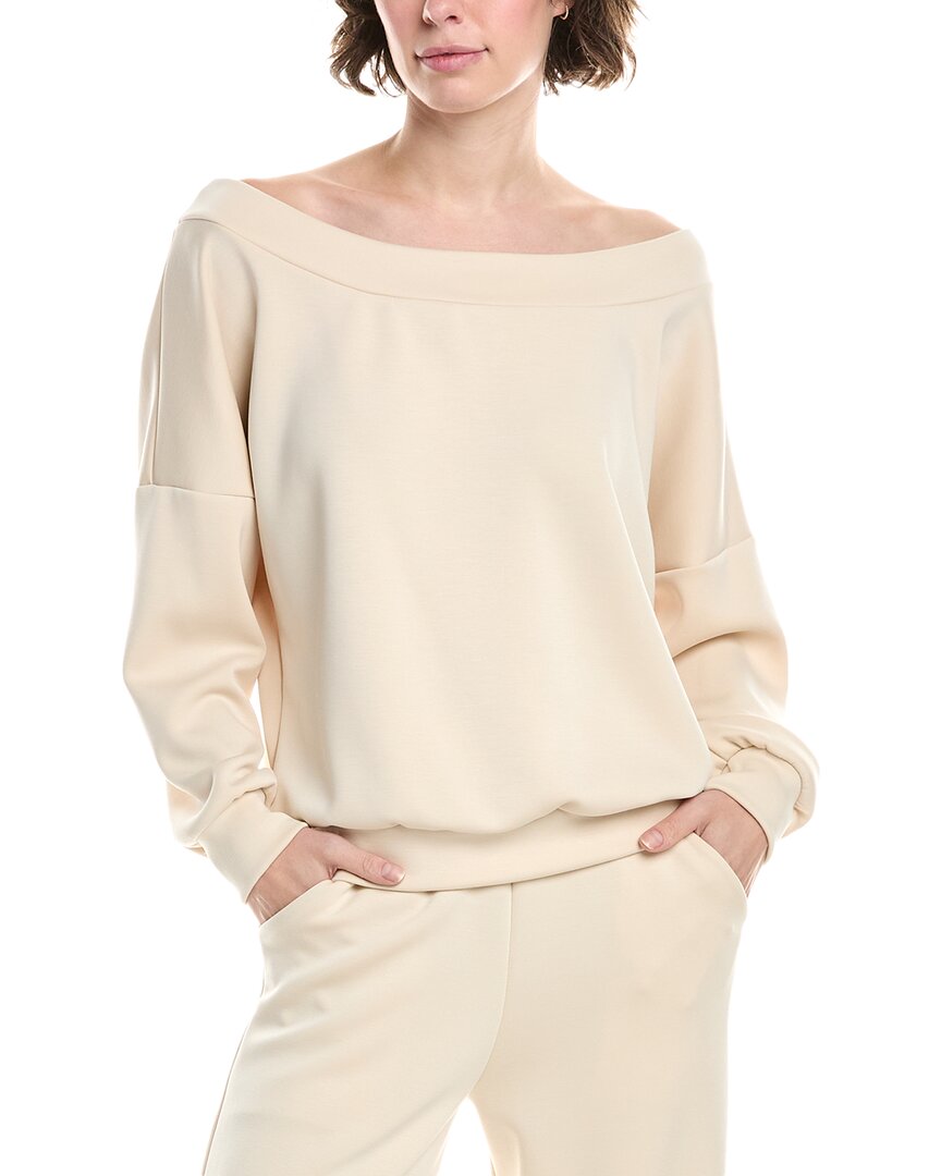 Ariella Off-the-shoulder Scuba Sweatshirt In Neutral