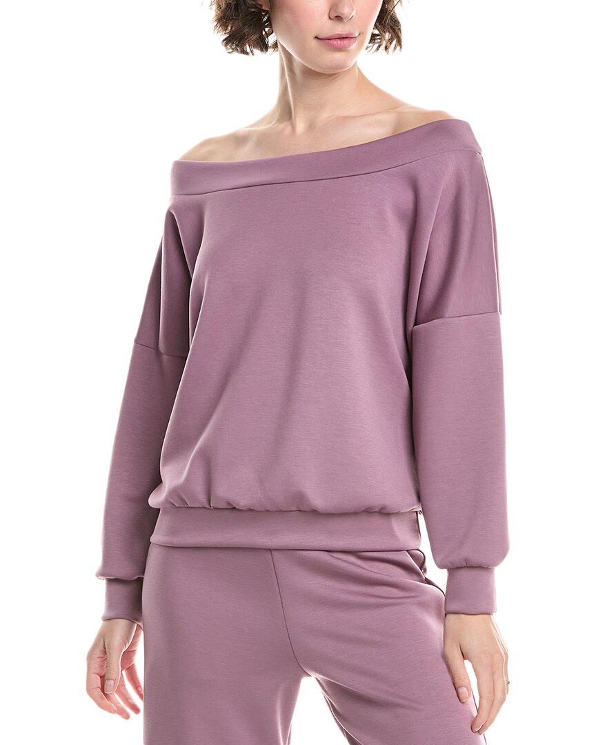 Ariella Off-the-shoulder Scuba Sweatshirt In Pink