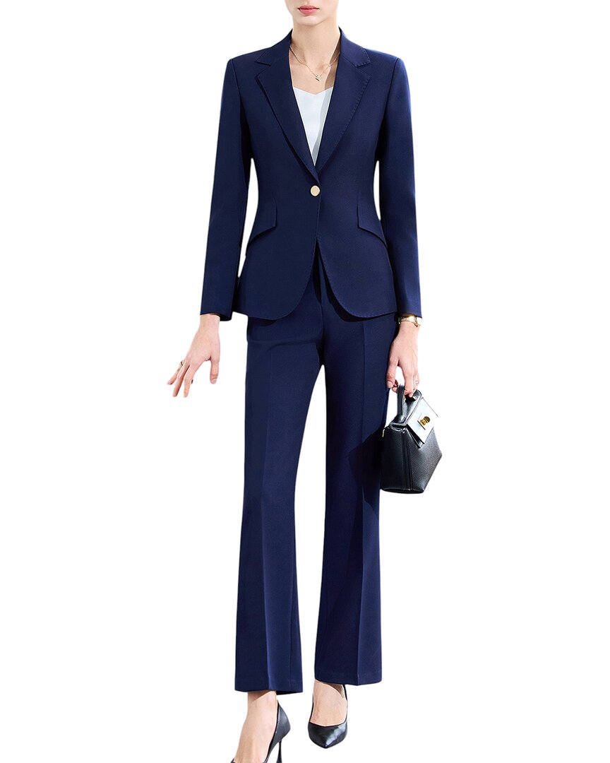 Bossy Chic Blazer & Pant Set In Blue