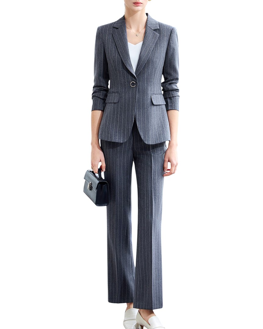 Bossy Chic Blazer & Pant Set In Gray