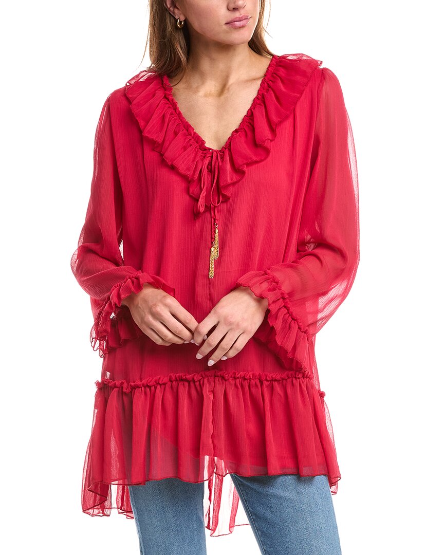 Reveriee Ruffle Blouse In Red