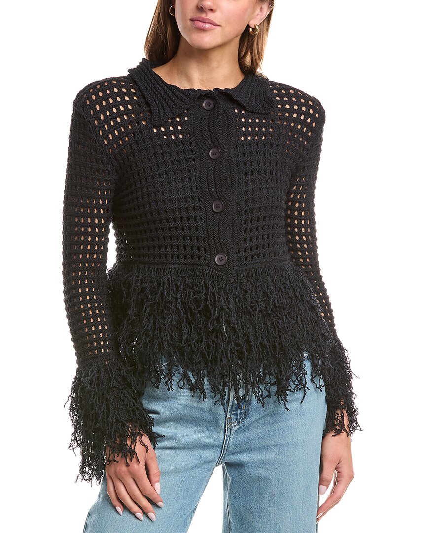 Reveriee Open Knit Cardigan In Black