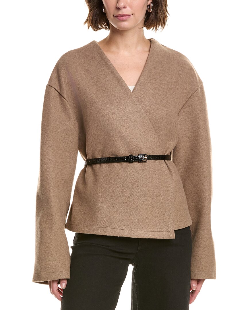Colette Rose Woven Blazer In Brown