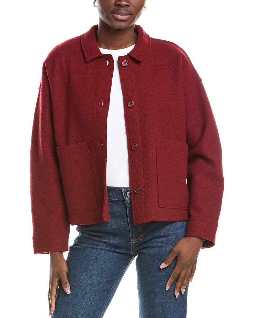 Eileen Fisher Classic Collar Wool-blend Jacket In Red