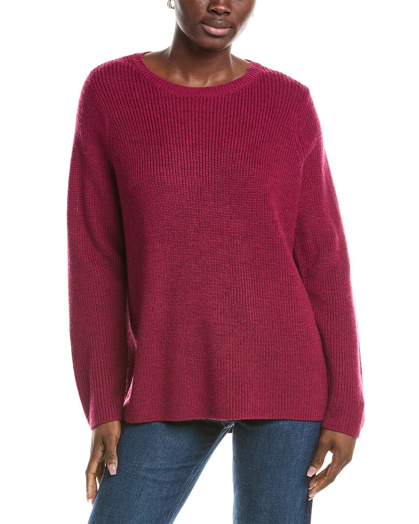Eileen Fisher Raglan Sleeve Wool Pullover In Burgundy