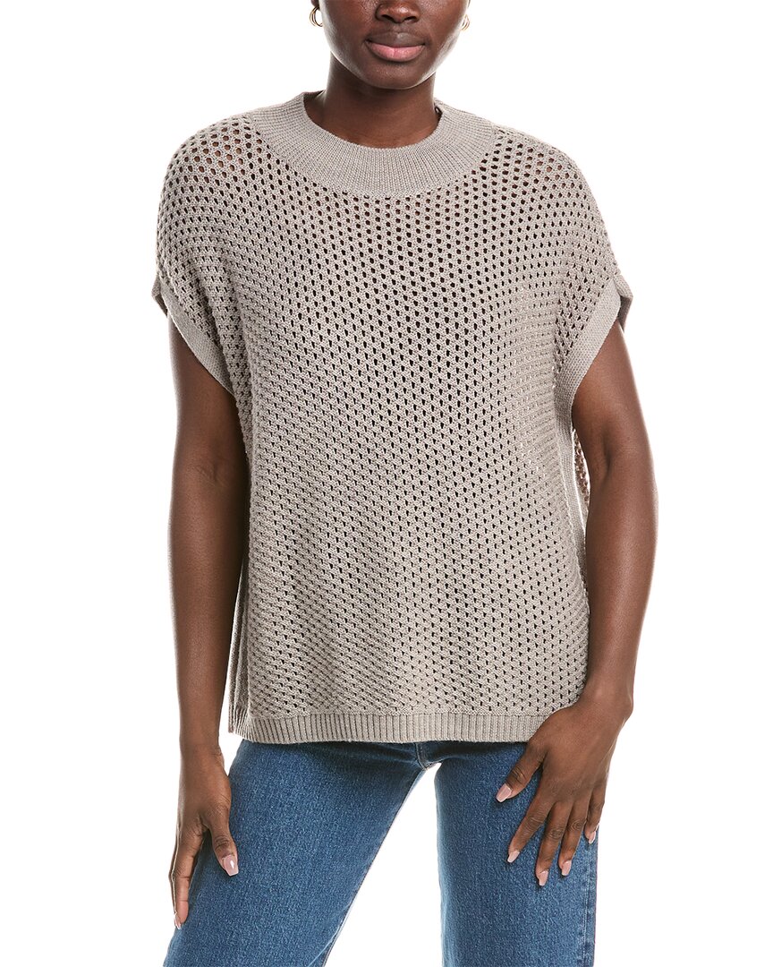 Eileen Fisher Mock Neck Wool Square Sweater In Gray