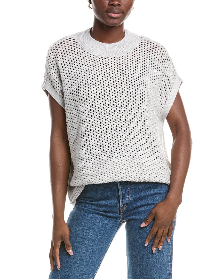 Eileen Fisher Mock Neck Wool Square Sweater In Gray