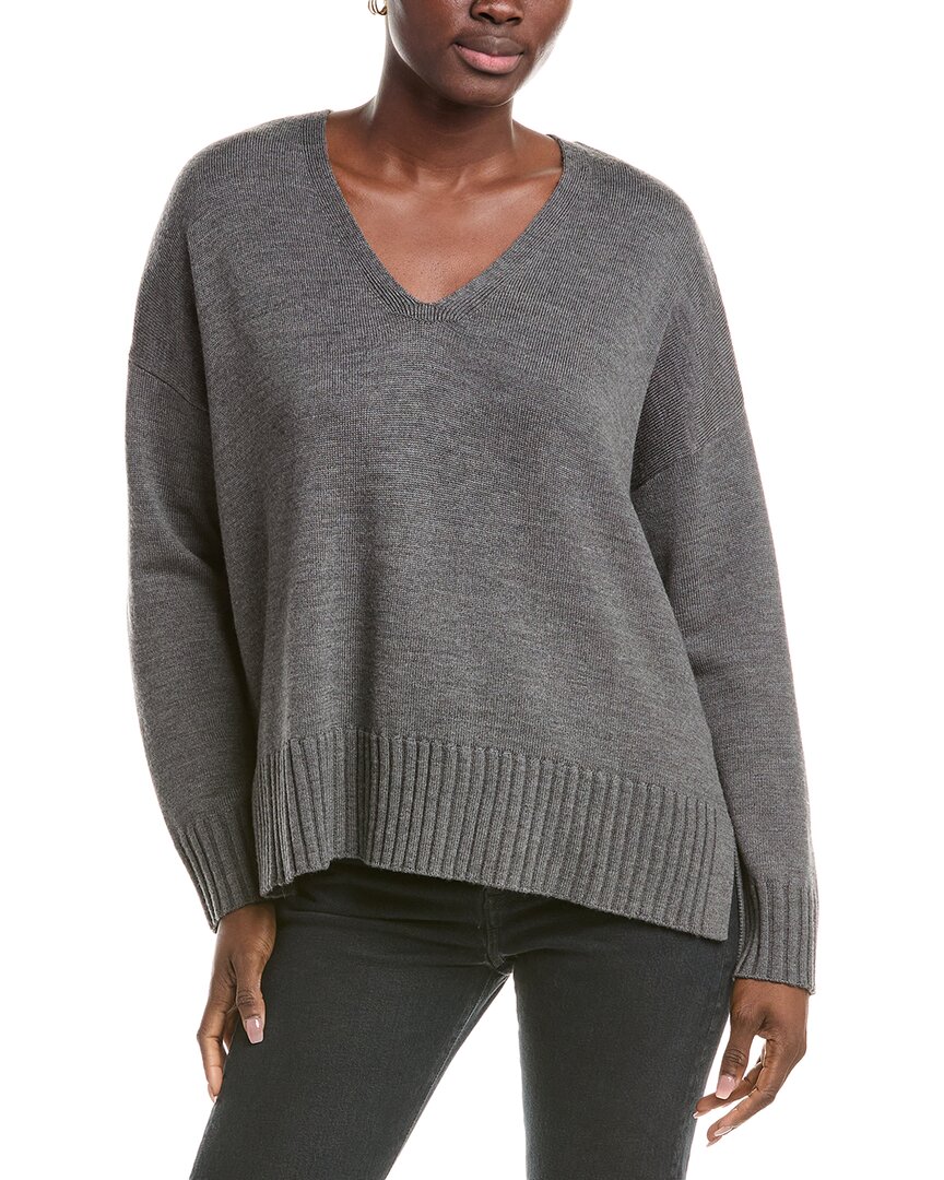 Eileen Fisher V Neck Box Top In Gray