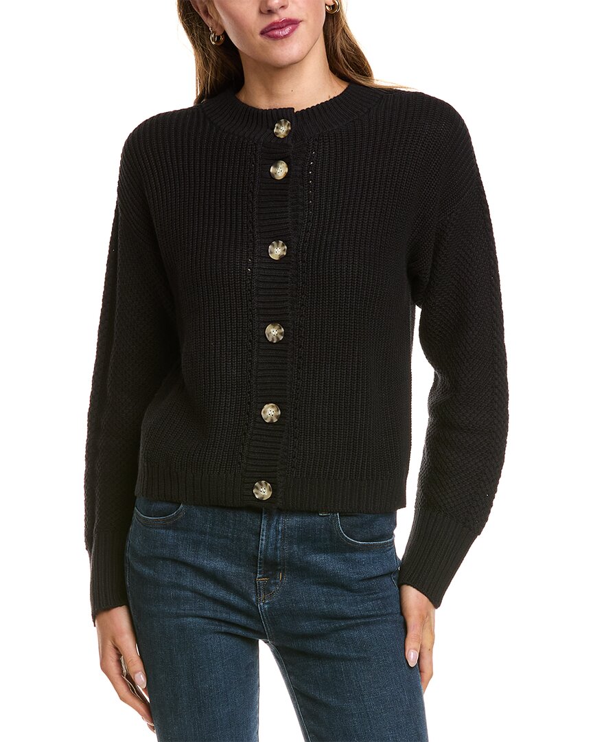 Hannah Rose Textured Crop Cashmere-blend Jacket In Black