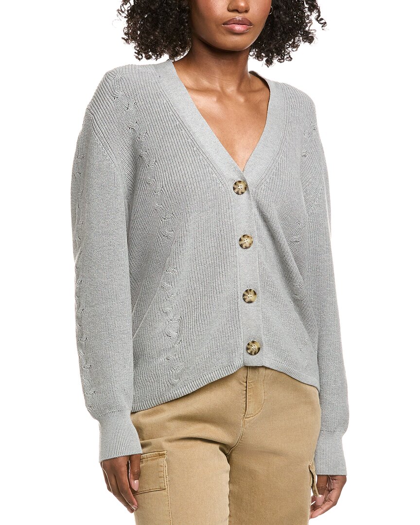 Hannah Rose Shaker Button Cashmere-blend Cardigan In Gray