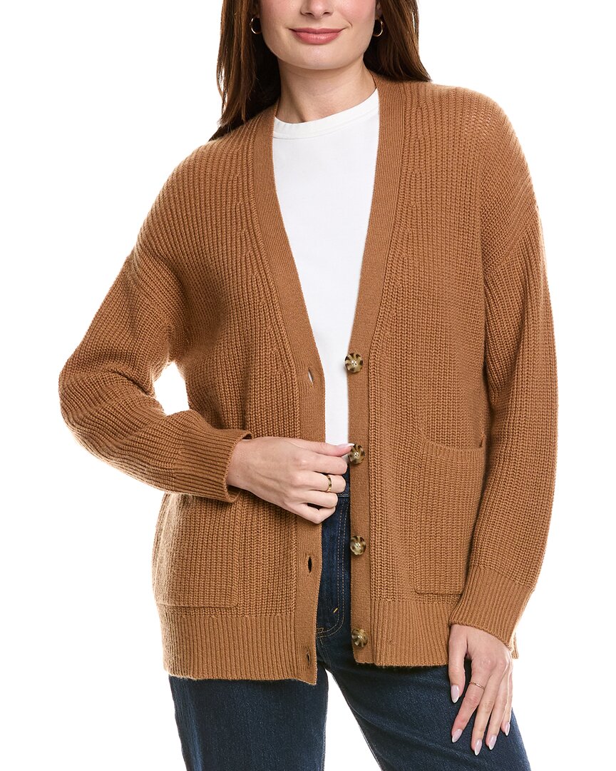 Hannah Rose Shaker Long Wool & Cashmere-blend Cardigan In Brown