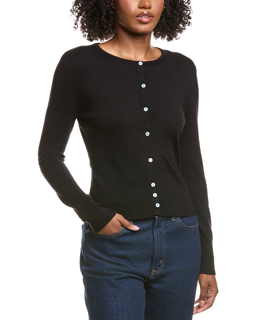 Hannah Rose Classic Button Cashmere-blend Cardigan In Black