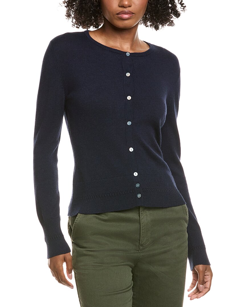 Hannah Rose Classic Button Cashmere-blend Cardigan In Blue