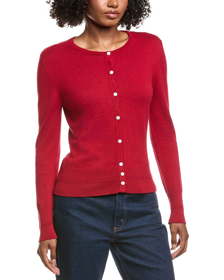 Hannah Rose Classic Button Cashmere-blend Cardigan In Red
