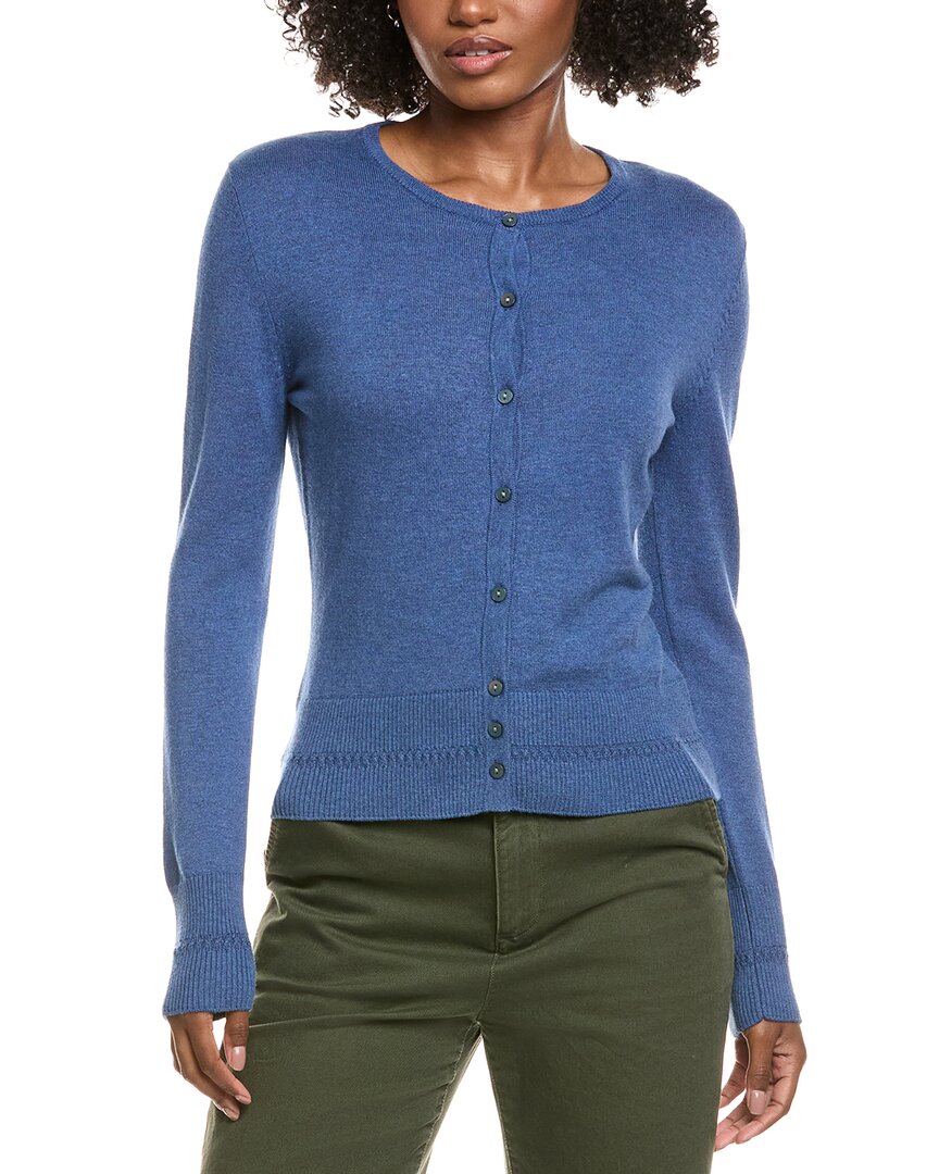 Hannah Rose Classic Button Cashmere-blend Cardigan In Blue