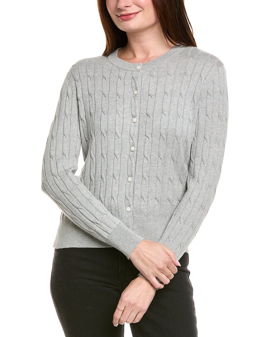 Hannah Rose Classic Cable Full Button Cashmere-blend Cardigan In Gray
