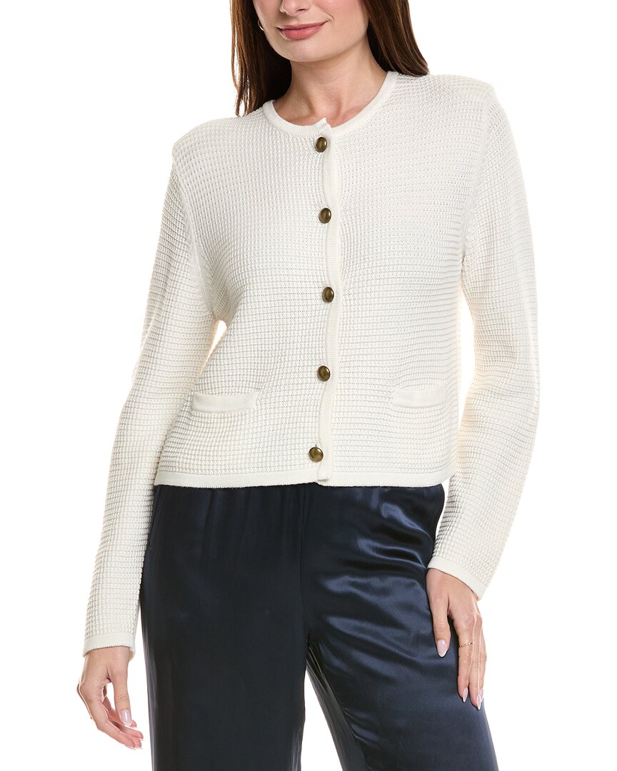 Hannah Rose Textured Crop Cashmere-blend Jacket In White