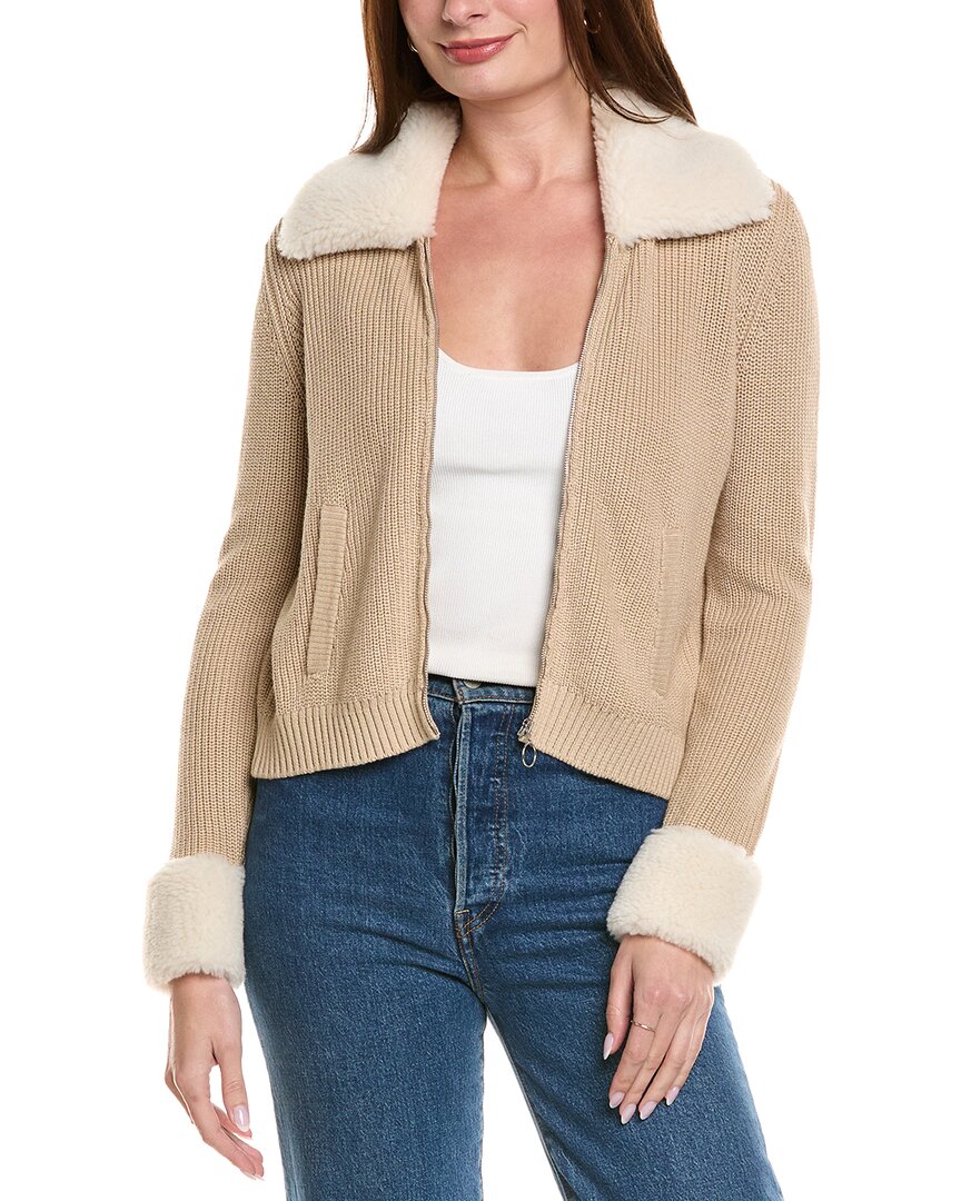 Hannah Rose Shaker Cashmere-blend Jacket In Nude