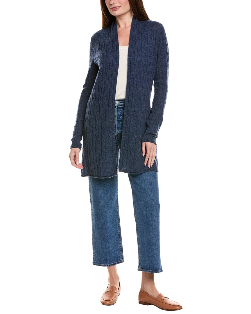 Hannah Rose Breezy Cable Wool & Cashmere-blend Duster In Blue