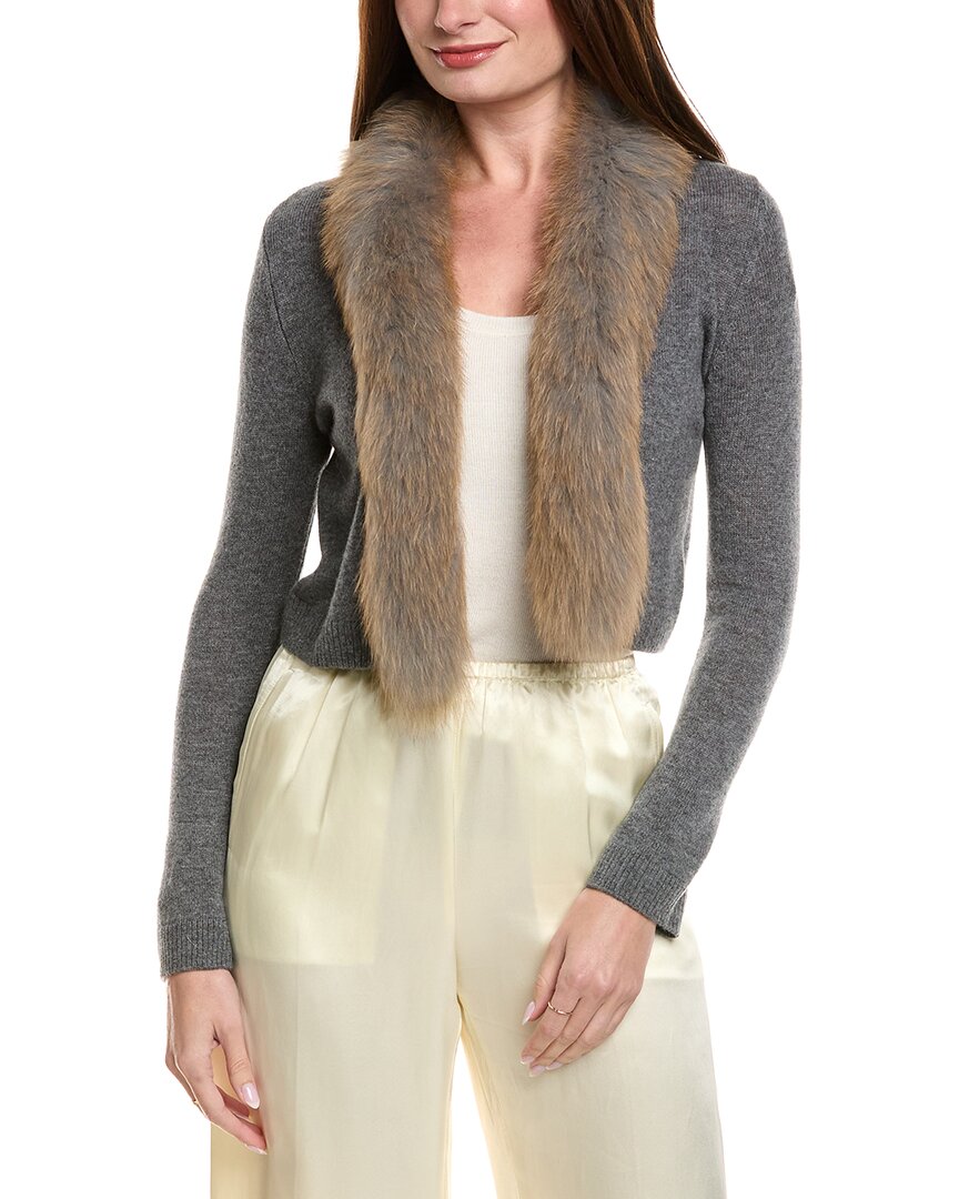 Hannah Rose Shrunken Wool & Cashmere-blend Cardigan In Gray