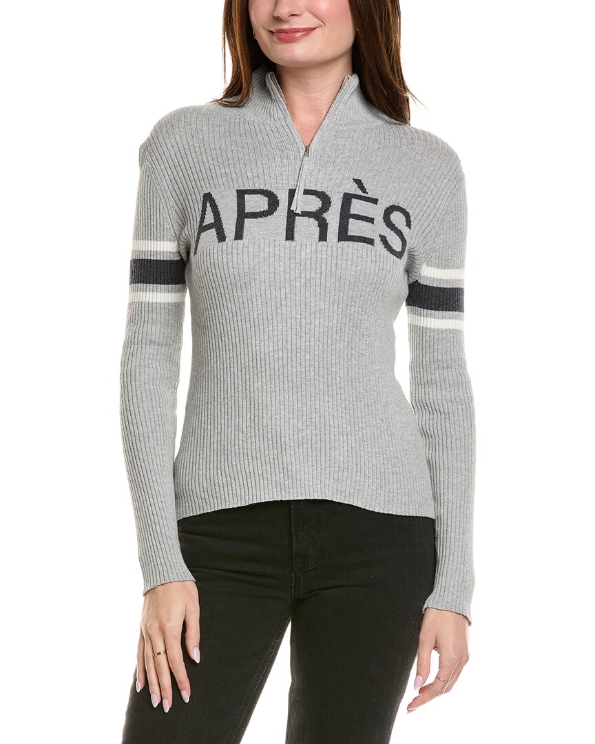 Hannah Rose Apres Zip Rib Cashmere-blend Pullover In Gray