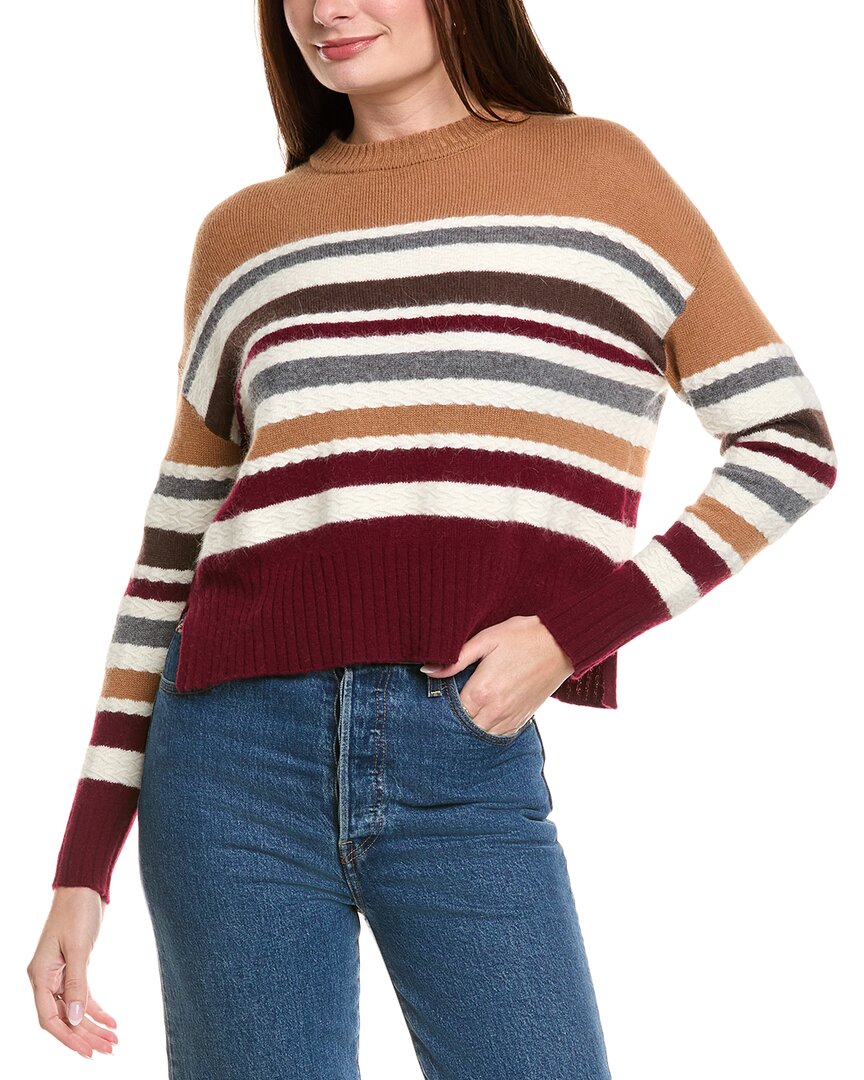 Hannah Rose Stripe Crewneck Wool & Angora-blend Sweater In Multi