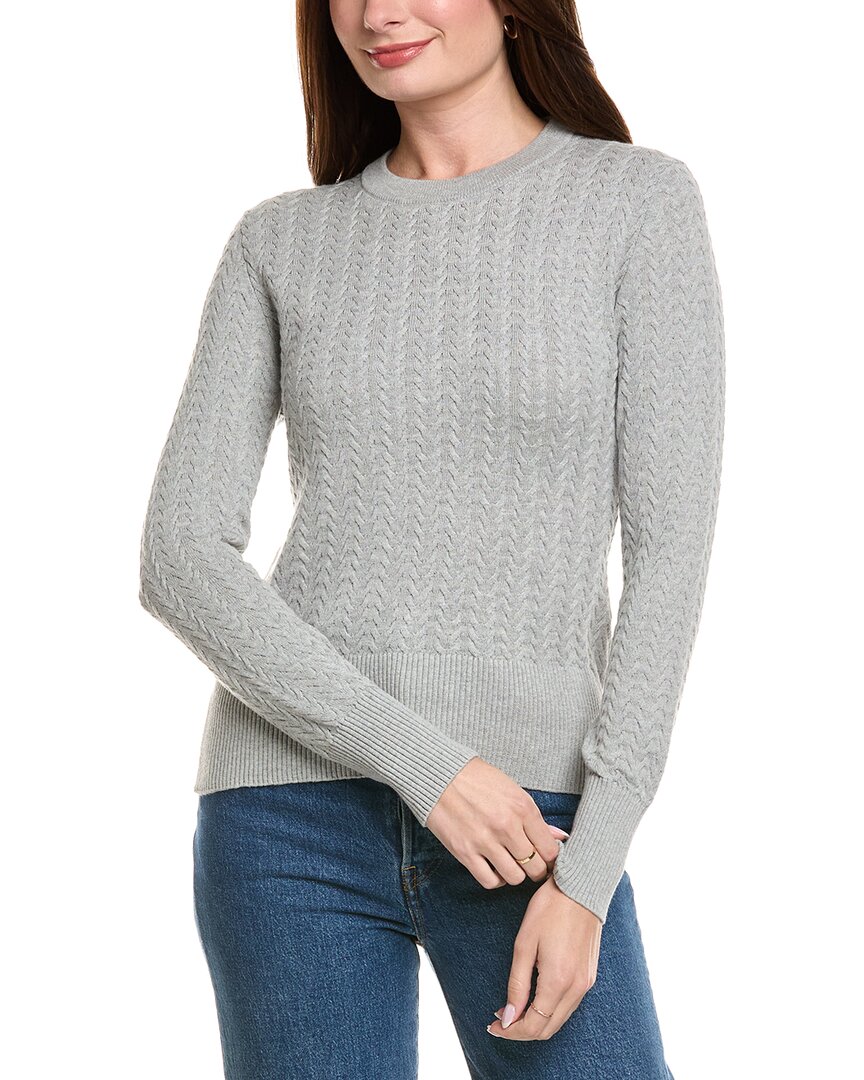 Hannah Rose Vertical Cable Cashmere-blend Pullover In Gray