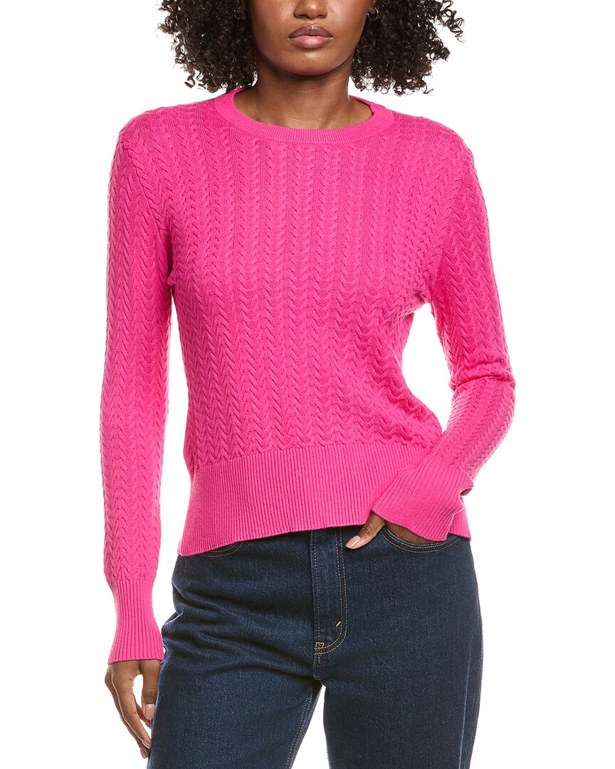 Hannah Rose Vertical Cable Cashmere-blend Pullover In Pink