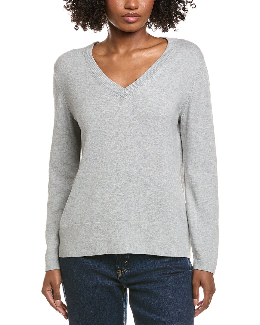 Hannah Rose Basic V-neck Pullover In Gray
