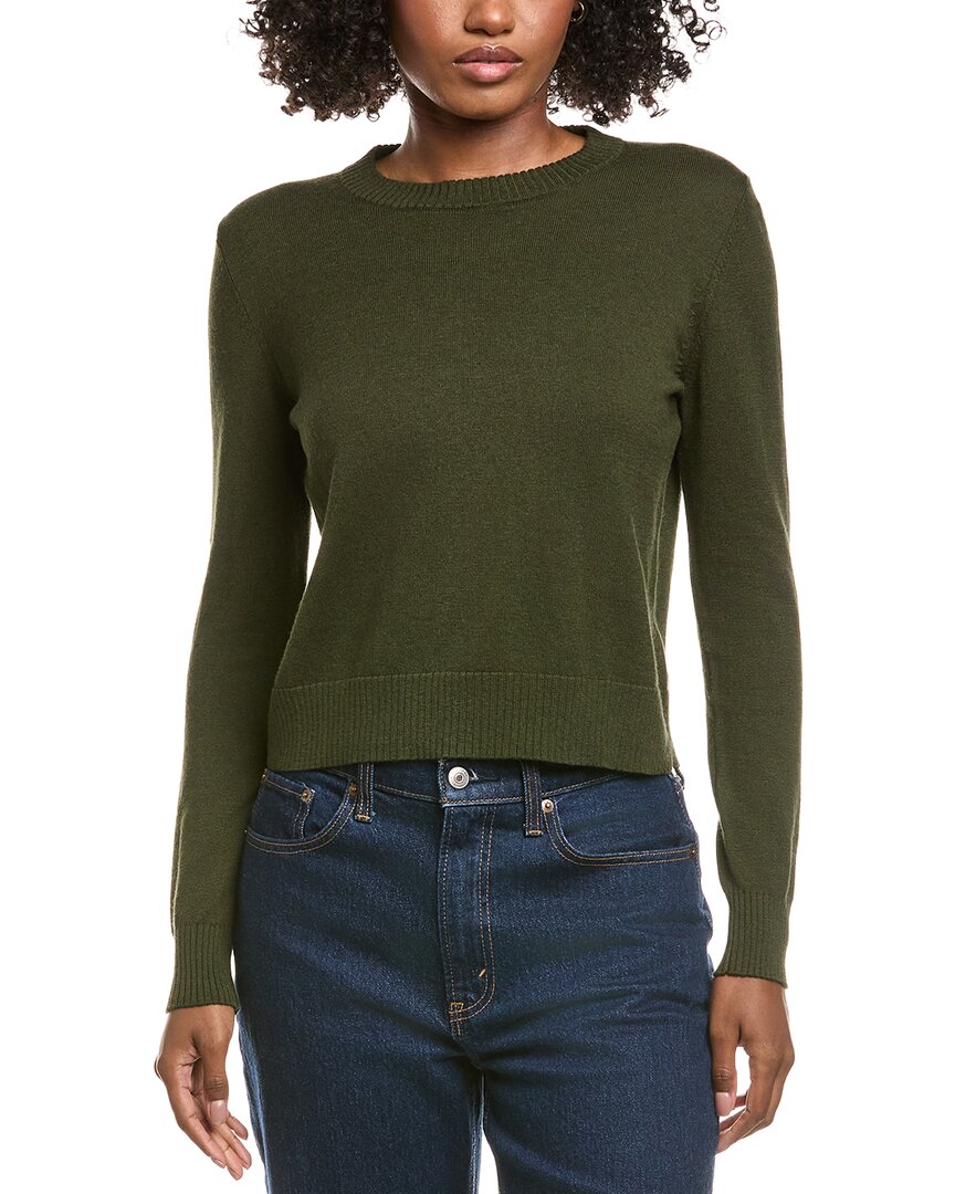 Hannah Rose Shrunken Crewneck Cashmere-blend Sweater In Green