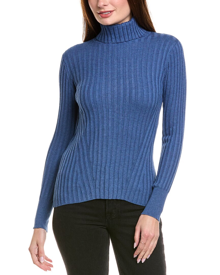 Hannah Rose Picot Stitch Shaker Crewneck Cashmere-blend Sweater In Blue